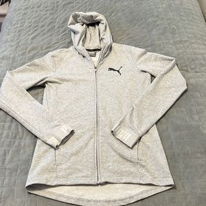 Puma Hooded Track Jacket, Hoodie, Sweatshirt, Gray, Size M